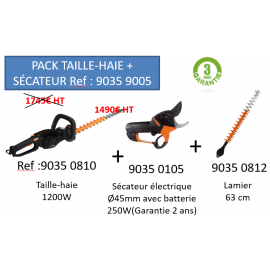 Pack taille haie + sécateur électrique BAHCO Pack taille haie + sécateur électrique BAHCO