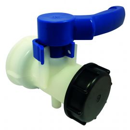Vanne plastique &Oslash;60 pour cuve 1000L + bouchon